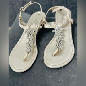 ✨Madeline Stewart Rhinestone Sandals | Champagne Dressy Sandal | Size 7  Summer